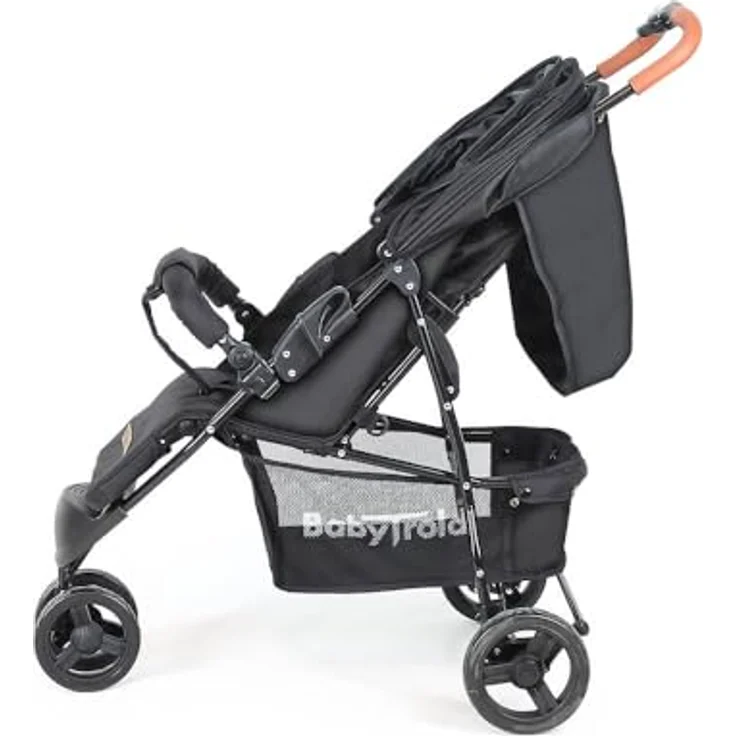 Babytrold Easy Go Buggy, verstellbar, bis 22 kg, Schwarz, mit Netz & Korb, verstellbarer Fußstütze, leicht und kompakt faltbar – Bild 3