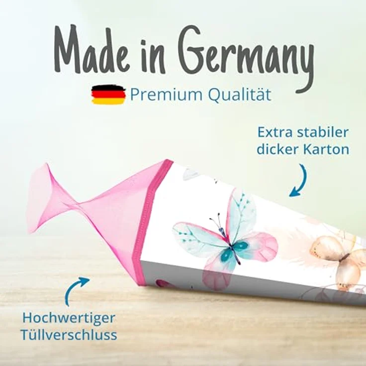 itenga Schultüte 85cm Schmetterling 6eckig - Verstärkte Zuckertüte für Mädchen zur Einschulung, modernes Design – Bild 5