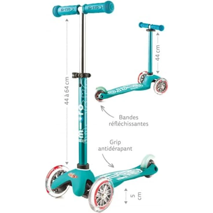 MICRO Mini Deluxe LED, Dreirad-Scooter mit Neigefunktion, bewegungsaktivierten Leuchträdern für Kinder von 2-5 Jahren, marineblau – Bild 2