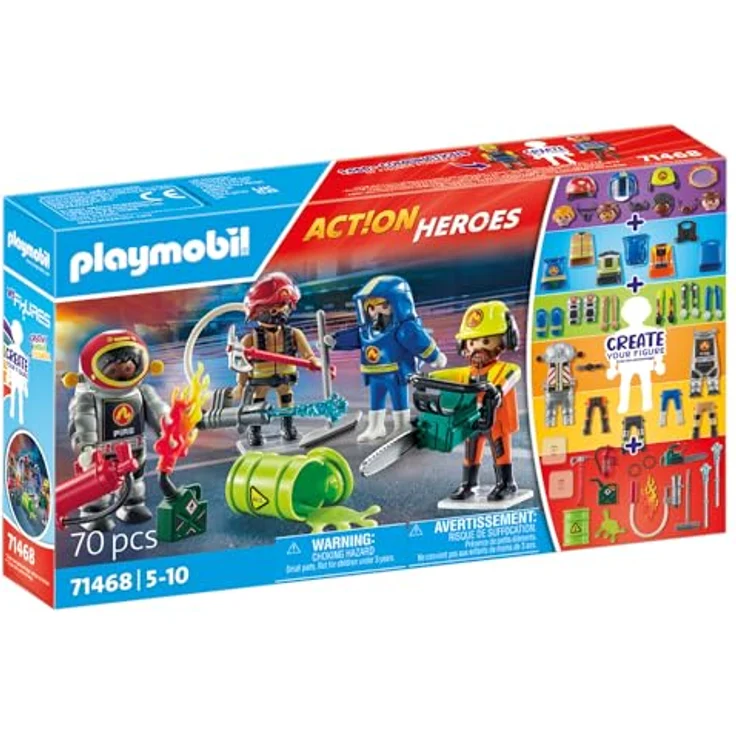 PLAYMOBIL 71468 My Figures Feuerwehr Spielset, Mehrfarbig mit abnehmbaren Zubehör und authentischem Feuerwehr-Equipment für fantasievollen Spielspaß – Bild 2