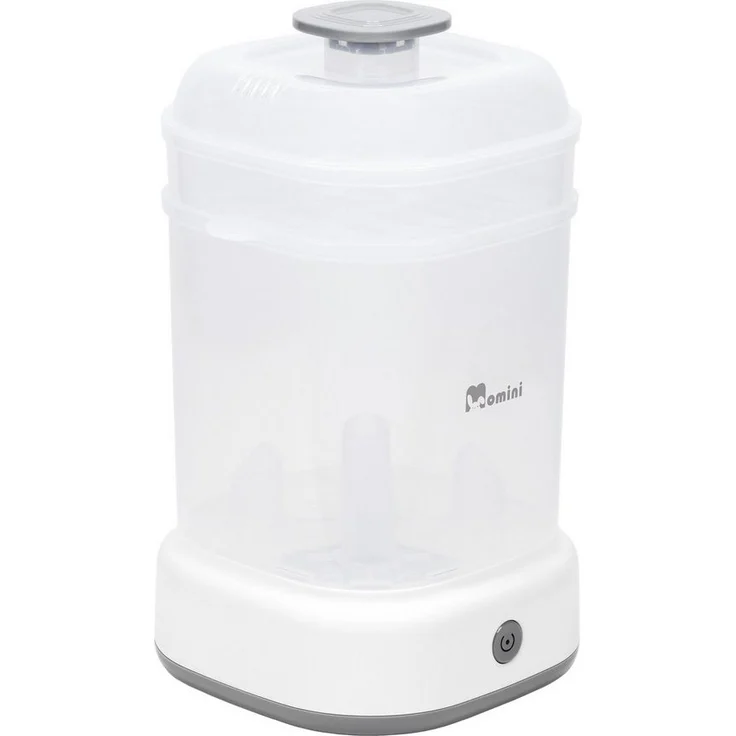 MOMINI QuickSteam Dampfsterilisator, kompaktes Gerät mit intuitiver Ein-Knopf-Bedienung und großer Kapazität aus Edelstahl