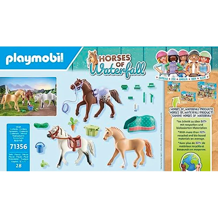 PLAYMOBIL Horses of Waterfall 71356 3 Pferde: Morgan, Quarter Horse & Shagya Araber, Tierisches Trio für spannende Reitabenteuer, nachhaltiges Spielzeug für Kinder ab 5 Jahren – Bild 2