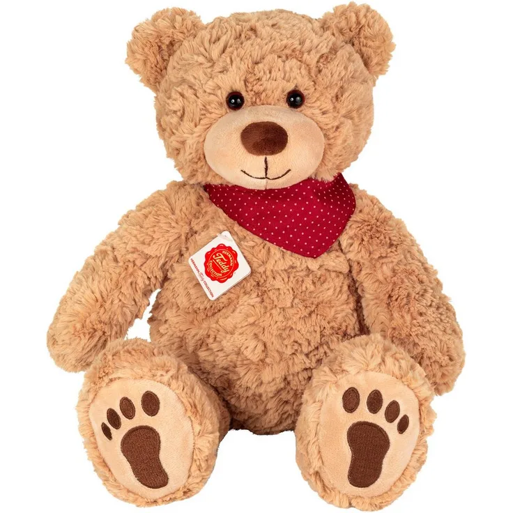 Teddy Hermann® Kuscheltier Teddy Chilly mit Halstuch 40 cm, kuscheliger Teddybär für Kinder, naturnah gestaltet und pflegeleicht, braun