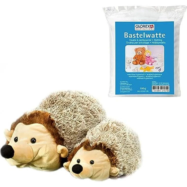 Glorex 04403100K - Komplettset Kuscheltier zum Selberstopfen, Igel mit Baby, ca. 32 cm, inkl. 100 g Watte, zum Basteln und Kuscheln