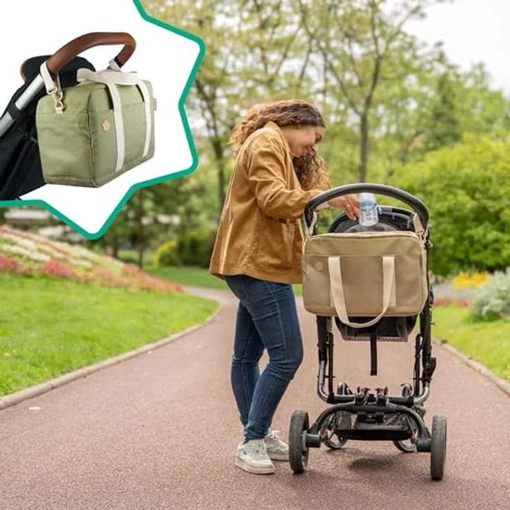 Badabulle Wickeltasche Bowling Olive - Großes Fassungsvermögen von 20L, inklusive Wickelauflage – Bild 5