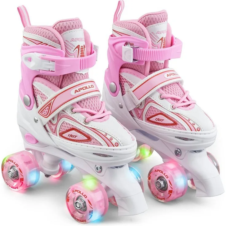 Apollo Rollschuhe LED Rollschuhe größenverstellbar Super Quads X-Pro, größenverstellbare Roller Skates für Mädchen und Jungen - Größen 31-42, LED Räder, verstellbar von Größe 31-42