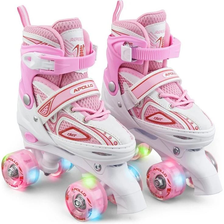 Apollo Rollschuhe LED Rollschuhe größenverstellbar Super Quads X-Pro, größenverstellbare Roller Skates für Mädchen und Jungen - Größen 31-42, LED Räder, verstellbar von Größe 31-42 – Bild 1