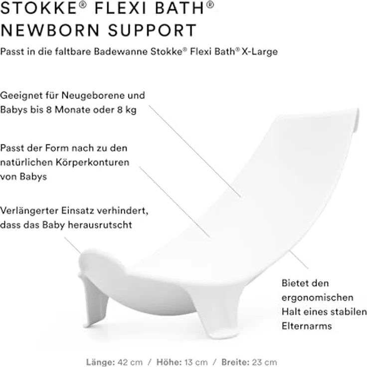 Stokke Flexi Bath (Sandy Beige) mit Newborn Support - Faltbare Babybadewanne für Neugeborene & Kinder bis 48 Monate – Bild 5