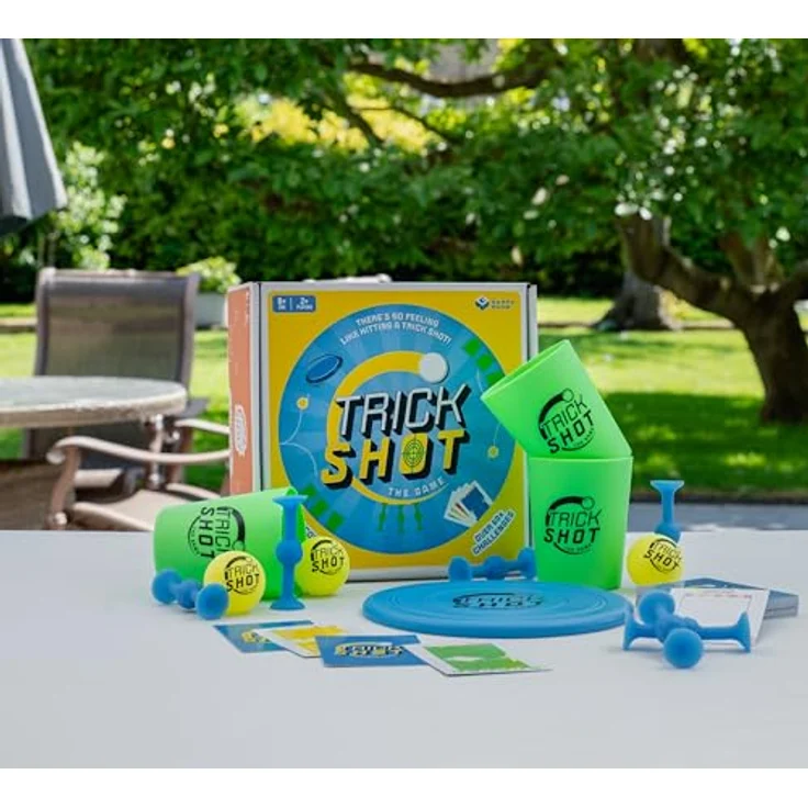 Fizz Creations Trick Shot, Brettspiel mit 80 Trick Shot Karten und Zubehör, kreativ und herausfordernd – Bild 2