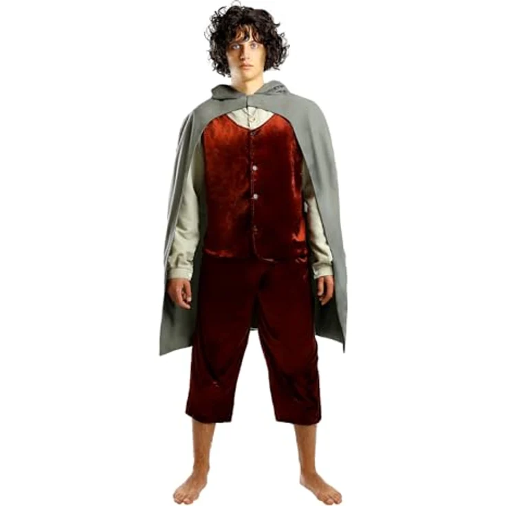 Funidelia Offizielles Frodo Kostüm - Der Herr der Ringe für Herren, Grau/Silber, Hemd mit Weste, Hose, Umhang, Ring, Größe L – Bild 1