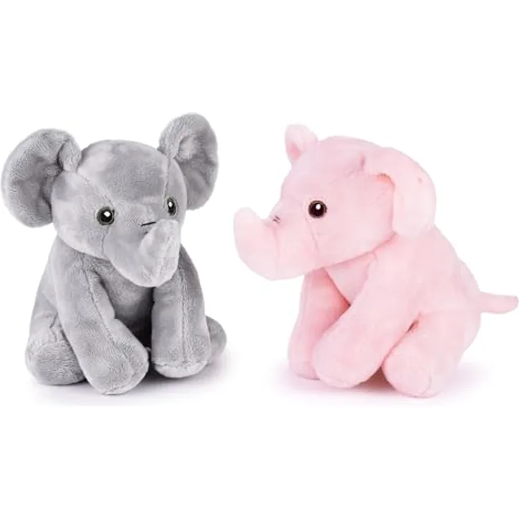 Zappi Co Elefanten-Set Plüschtiere Rüssel-Duo, Rosa + Grau, 15 cm, 100% Recycelt, Weich und Kuschelig