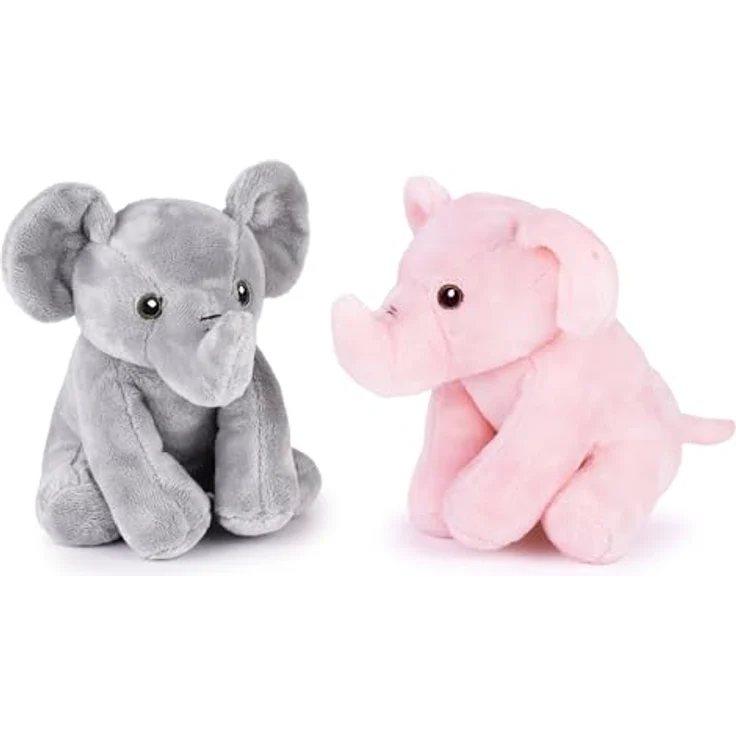 Zappi Co Elefanten-Set Plüschtiere Rüssel-Duo, Rosa + Grau, 15 cm, 100% Recycelt, Weich und Kuschelig – Bild 1