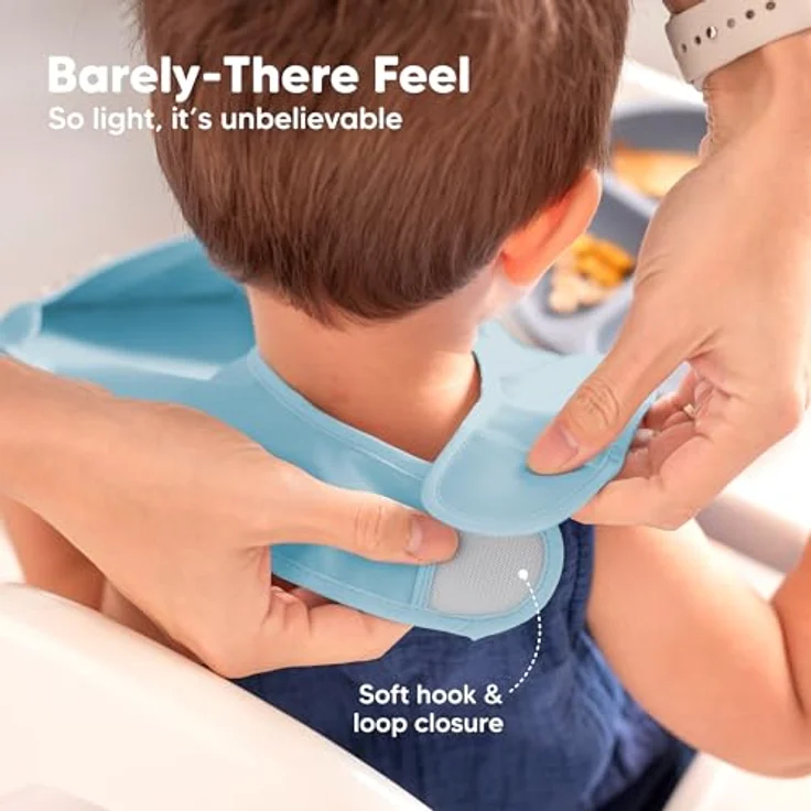 KeaBabies Presto 3er-Pack Wasserdichte Lätzchen mit Auffangschale, Abwaschbar und Schmutzabweisend, für Babys von 6 bis 36 Monaten, Ocean – Bild 4