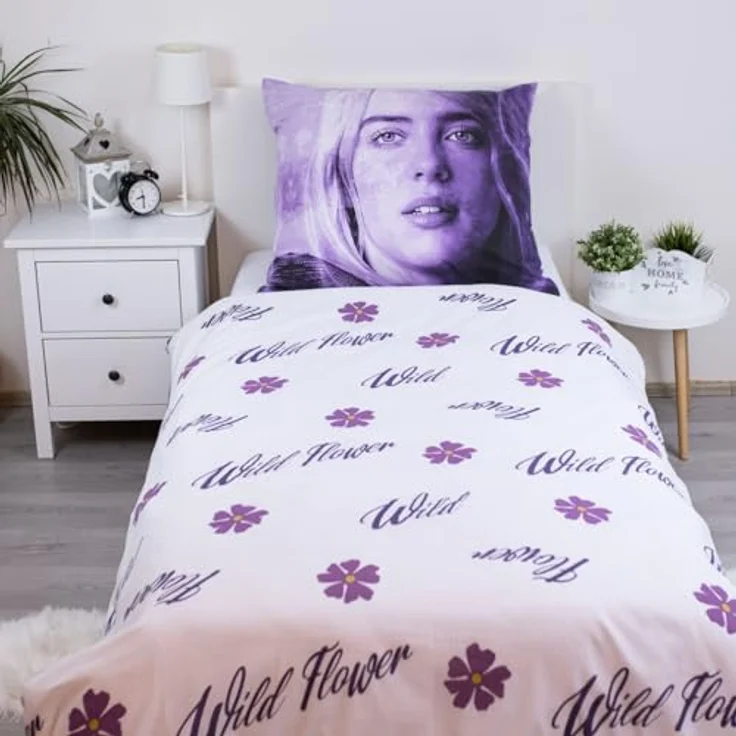 Jerry Fabrics Billie Eilish Bettwäsche Set 135/140x200, 100% Baumwolle, offiziell lizenziertes Design, mit Reißverschluss, maschinenwaschbar – Bild 4