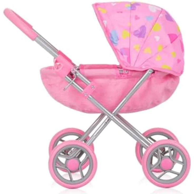 Chipolino Puppenwagen Daisy klappbar, Sonnendach, Vier große Räder, ab 3 Jahren, rosa – Bild 4