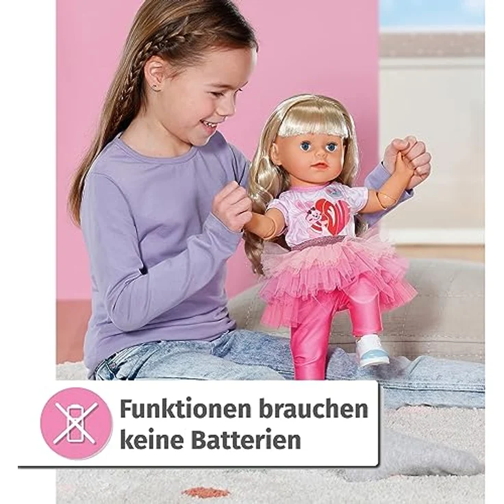 BABY born Sister Play & Style 43cm mit 7 lebensechten Funktionen ohne Batterien, inkl. Outfit und BABY born Zubehör für Haarstyling, beweglicher Kopf, Arme, Beine und Hüfte, 835401, Zapf Creation – Bild 3