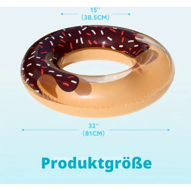 Sloosh Aufblasbare Pool-Schwimmer, Vorteilspack mit 4 verschiedenen Donut-Schwimmringen, 81 cm, langlebiges Vinyl, ideal für Poolpartys und Strandschwimmen – Bild 5