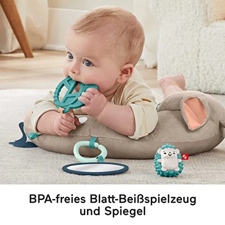 Fisher-Price HJJ16 - Rehkitz Spielkissen zum Spielen in Bauchlage mit Spiegel, BPA-freiem Beißring und süßer Igel-Rassel, Babyspielzeug für Neugeborene ab der Geburt - Preisvergleich – Bild 4
