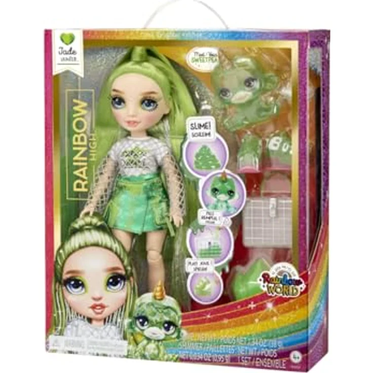 Rainbow High Anziehpuppe Classic Rainbow Fashion Doll- Jade (green), mit funkelndem, glänzendem Haustier und magischem Glitzerschleim - Preisvergleich – Bild 5