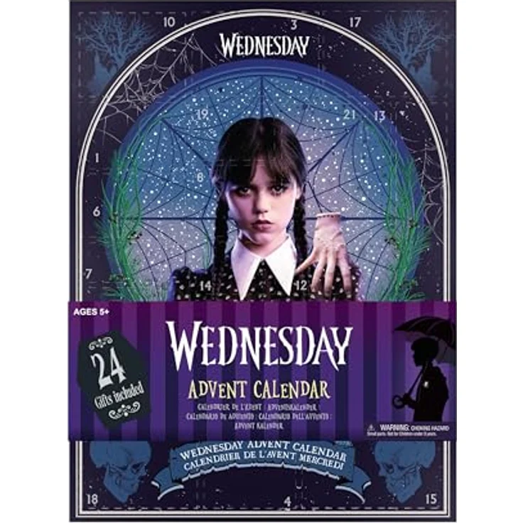 Cinereplicas Merecredi Addams Adventskalender 2025, offiziell lizenziert mit 24 einzigartigen Geschenken in der Welt von Wednesday Addams – Bild 2