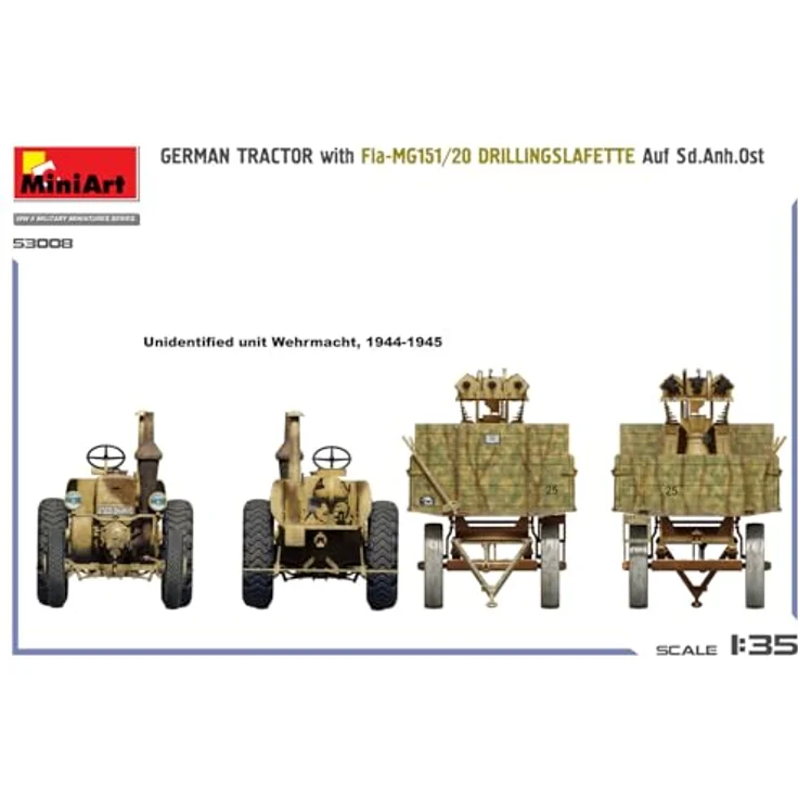 MiniArt 1:35 Deutscher Lanz Bulldog Traktor mit Sd.Anh.Ost und Fla-MG151/20 Drilling, detailliertes Modellbauset für erfahrene Modellbauer – Bild 2
