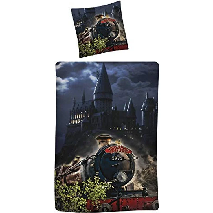 BERONAGE Harry Potter Wende-Bettwäsche Express 9 3/4 135 x 200 + 80 x 80 cm 100% Baumwolle Renforcé-Linon-Qualität mit YKK-Reißverschluss Gryffindor Hufflepuff Ravenclaw Slytherin Hogwarts deutsche Größe – Bild 2
