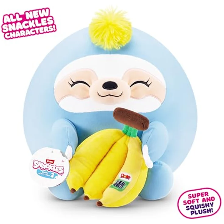 ZURU Snackles Serie 2, 35 cm großes Plüschspielzeug mit Dole Sloth Snackmarken-Accessoire, kuschelig weich und beruhigend – Bild 2