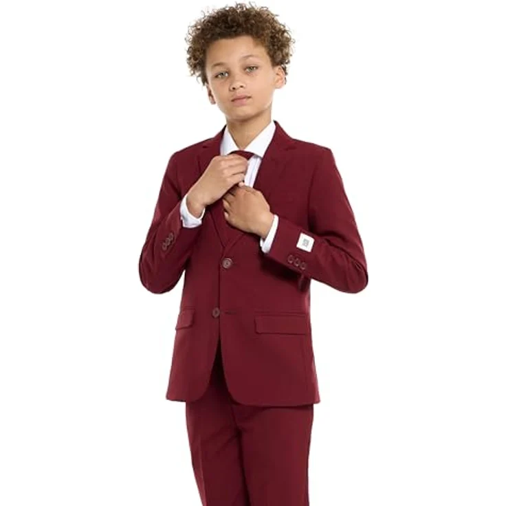 OppoSuits Blazing Burgundy Anzug für Jugendliche, Größe 146-152, festliches Kostüm – Bild 2
