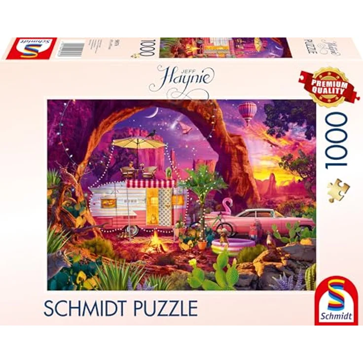 Schmidt Spiele 58574 Jeff Haynie, Camping-Paradies in der Wüste, 1000 Teile Puzzle – Bild 1