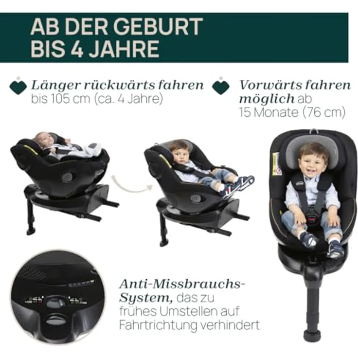 Chicco Seat105 I-Size, 360° drehbarer Autositz mit 6 Positionen, ISOFIX, inkl. Verkleinerer, Gruppe 0/1, für Kinder von 40-105 cm, zugelassen nach ECE R129/03 – Bild 4