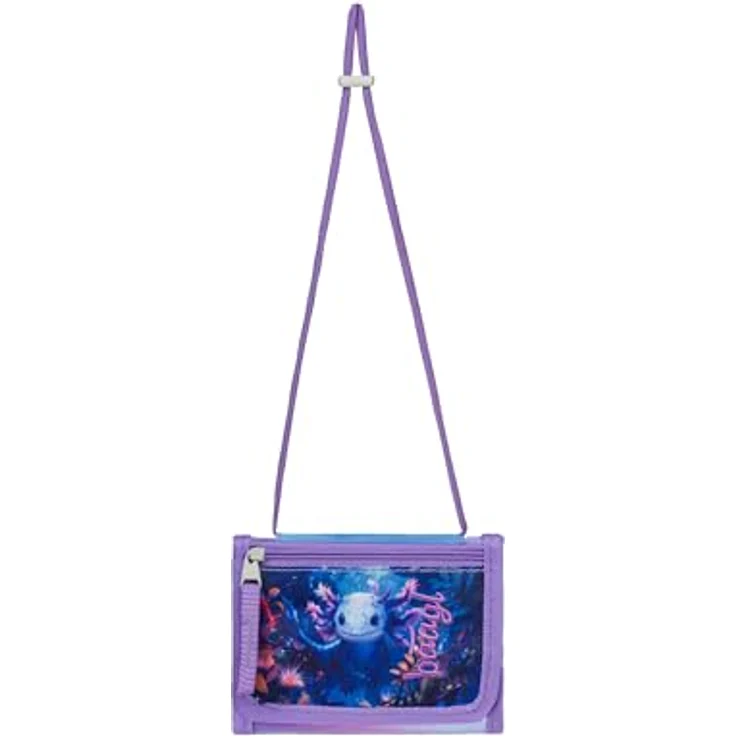 Baagl Brustbeutel Kinder, Geldbörse für Mädchen mit Münzfach und Kordel, Mini Portemonnaie im Axolotl-Design – Bild 2