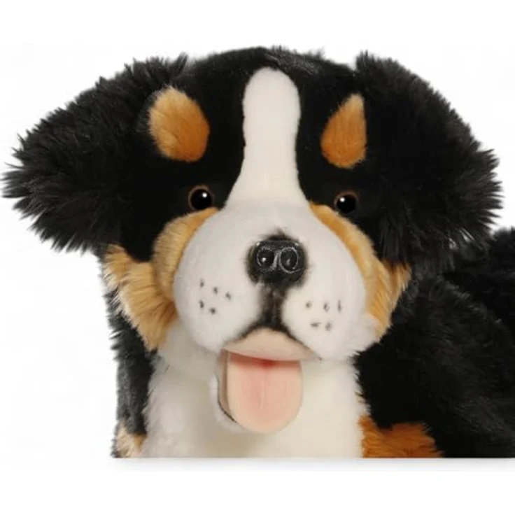 Carl Dick Berner Sennenhund liegend, Plüschtier ca. 60cm, schwarz/braun/weiß mit braunen Sicherheitsaugen – Bild 4