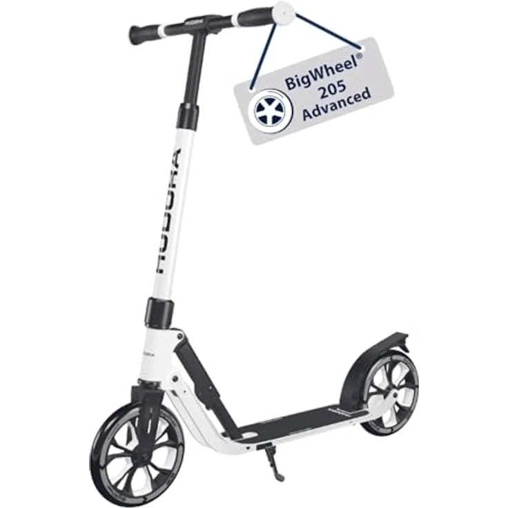HUDORA BigWheel® 205 Advanced, Aluminium-Scooter für bis zu 100kg, höhenverstellbar und zusammenklappbar, schwarz-weiß – Bild 1