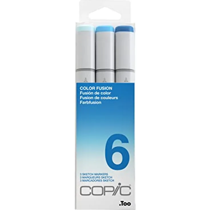 COPIC Sketch Marker Set "Color Fusion 6", 3 Farben, professionelle alkoholbasierte Pinsel-Marker mit einer flexiblen und einer mittelbreiten Spitze