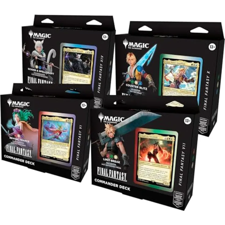 Wizards of the Coast MTG Magic the Gathering Final Fantasy Commander Deck DE, 4 Decks mit 100 Karten, inkl. legendärer Karten, Sammler-Booster und Token-Karten