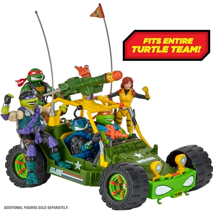 Playmates Teenage Mutant Ninja Turtles X G.I. Joe A.W.E. Shell-Striker Fahrzeug mit Figur, bedruckte Box – Bild 5