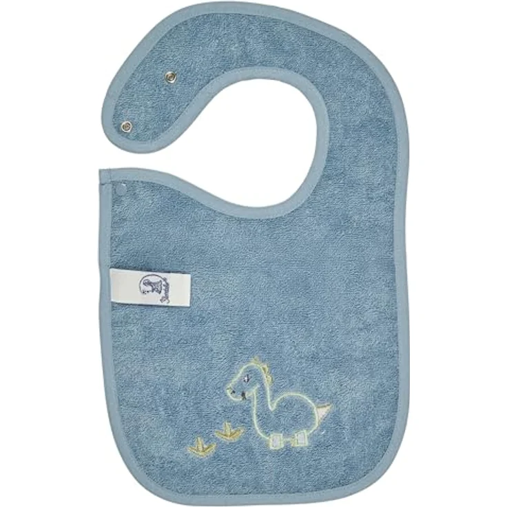 Sterntaler Dino Rexi Lätzchen, Baby-Lätzchen aus saugfähiger Baumwolle mit Druckknopfverschluss, blau – Bild 2