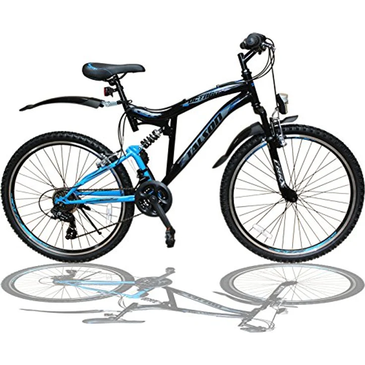 26 Zoll Mountainbike Fahrrad MIT VOLLFEDERUNG & Beleuchtung 21-Gang Shimano OXT Black – Bild 1