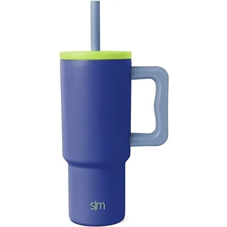 Simple Modern Trek Thermobecher, 710ml Edelstahl mit Silikonstrohhalm und Griff, Isolierter Eiskaffee-Reisebecher, Asteroid