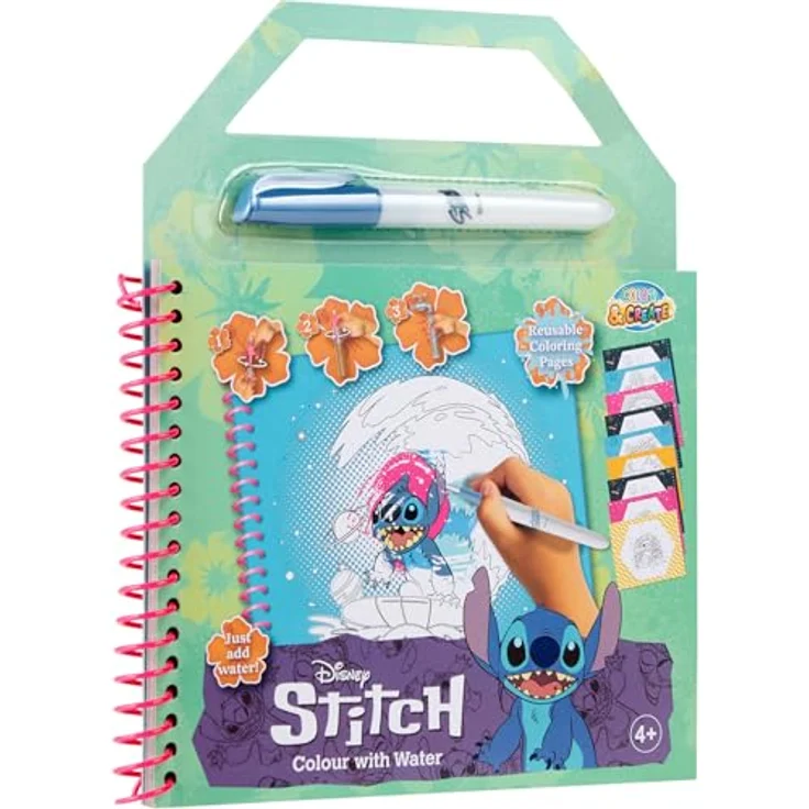 Canenco Stitch - Wassermalbuch für Kinder, sicher für ab 3 Jahren, mit kreativen Malvorlagen – Bild 1