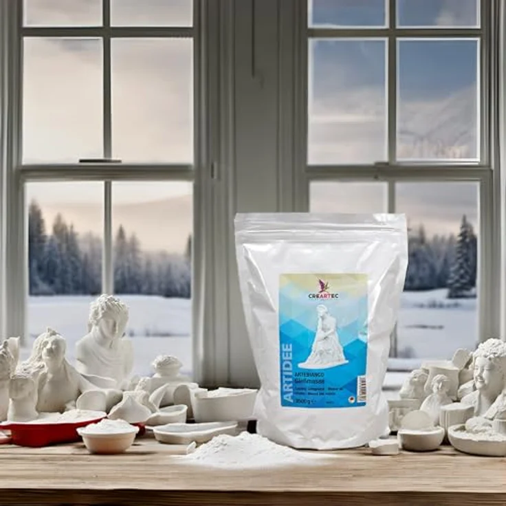 CREARTEC Artebianco Gießmasse, Modelliermasse für Kunstwerke, 1000g, weiß, wetter- und frostbeständig, Made in Germany – Bild 7