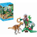 PLAYMOBIL 71823 Velociraptor, Dino-Spielset mit Erdhügel und Forscherfigur