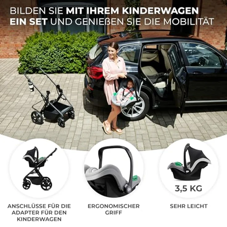 KinderKraft Mink Pro + Base Mink FX, Reboarder für Kinder 40-75 cm, ECE R129/i-Size, integrierter Einsatz, H-Guard System, SPS, einfache Isofix-Montage – Bild 5