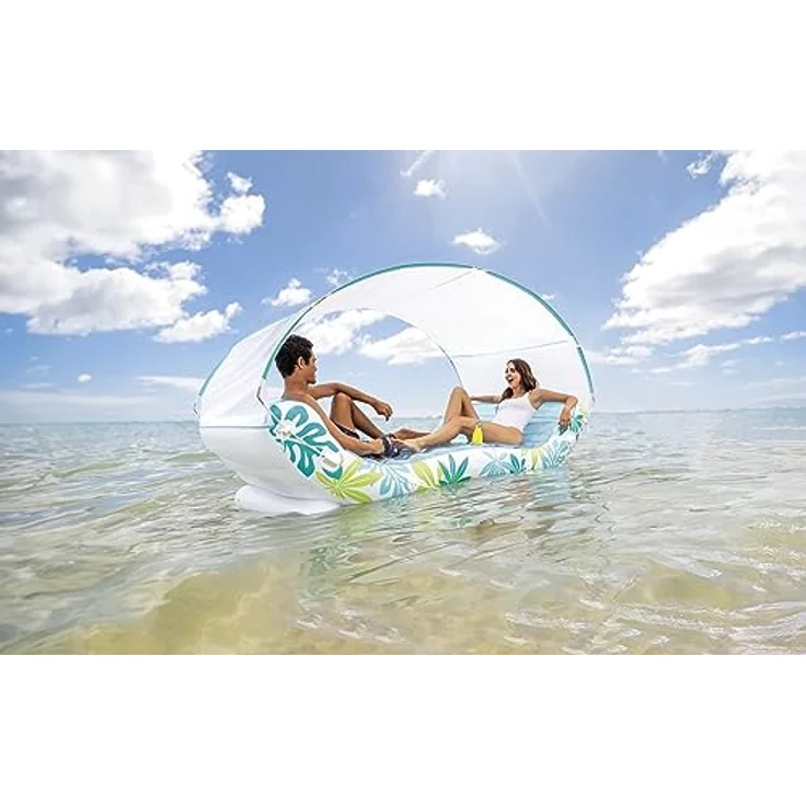 Intex Tropical Canopy Lounge, Schwimmliege mit Dach, 2,24 x 1,50 x 1,65 m, abnehmbare Dach, zwei Getränkehalter – Bild 6