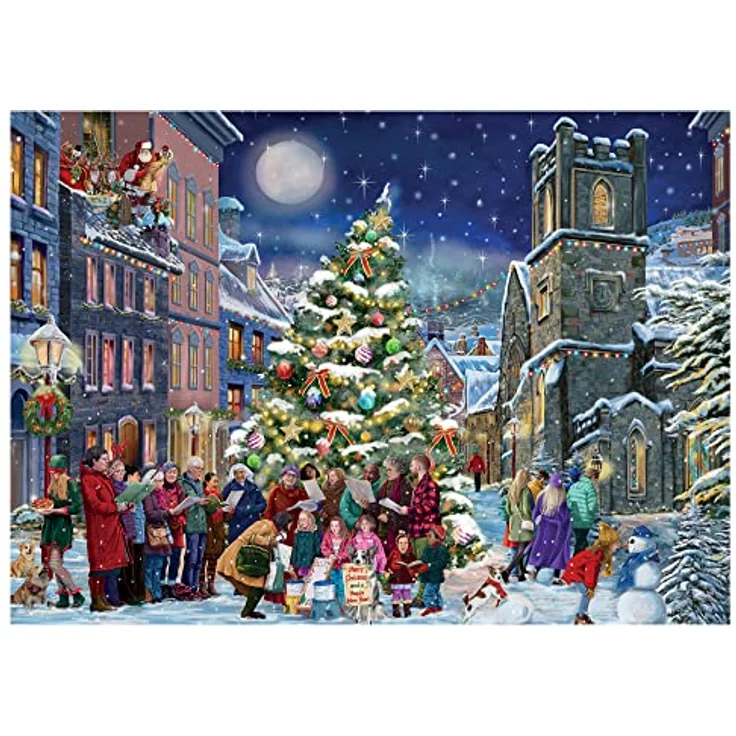 Jumbo Falcon de Luxe Heiligabend Weihnachts-Puzzle für Erwachsene, 2 x 1000 Teile, Illustrationen von Daniela Pirola, recycelter Karton, je 68 x 49 cm – Bild 3