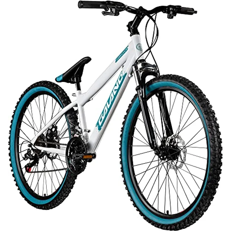 Galano Dirtbike 26 Zoll MTB G600 Mountainbike Fahrrad 18 Gang Dirt Bike Rad (weiß/türkis, 33 cm) – Bild 1