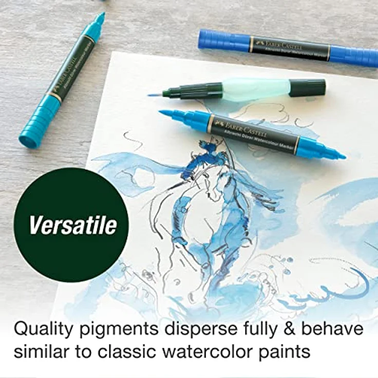 Faber-Castell 160320 - Aquarellmarker Albrecht Dürer mit Doppelspitze, 20er Etui, Marker mit Faser- und Pinselspitze, bunt – Bild 5