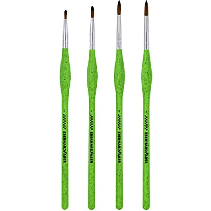 Eberhard Faber 579926 - Green Winner Synthetik-Pinselset mit 4 Größen, Rundpinsel mit ergonomischer Dreikant-Griffzone, Pinsel zum Malen und Zeichen in der Schule und Freizeit – Bild 2