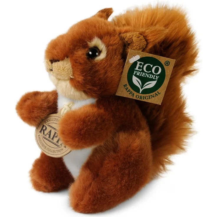 RAPPA Plüsch-Eichhörnchen 16 cm, umweltfreundliches Kuscheltier aus recycelten PET-Flaschen, handgenäht, realistisches Aussehen