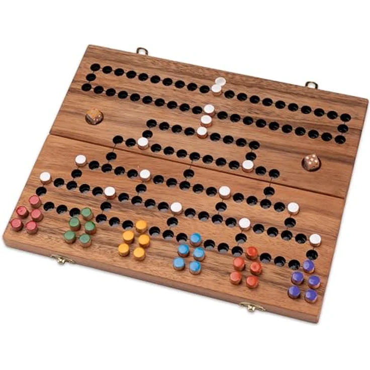 Logoplay Blockade Brettspiel für 2 bis 6 Spieler, zusammenklappbar mit Metallverschluss, Spielfeld 26 x 33 cm aus Samena-Holz – Bild 1
